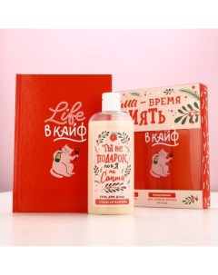 Новогодний подарочный набор косметики «Время сиять», гель для душа 250 мл и ежедневник Чистое счастье