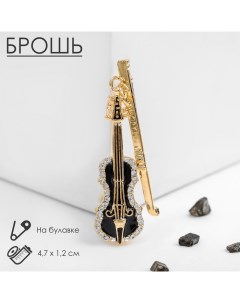 Брошь «Скрипка», цвет чёрно-белый в золоте Qf