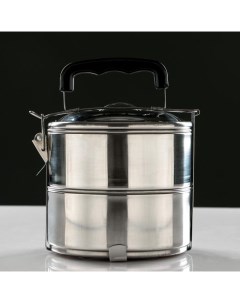 Ланч бокс . 1.4 л. 13.3×17.5 см, с отделениями для еды, с ручкой, нержавеющая сталь Take it easy