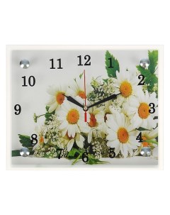 Часы=картина настенные, интерьерные «Ромашки», бесшумные, 25×20 см Сюжет