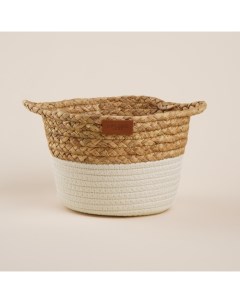 Корзина для хранения ручного плетения SL Home, с ручками, камыш, хлопок, 27×20×15 см Sima-land home