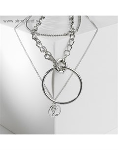Кулон «Цепь» крупное кольцо с медальоном, цвет серебро, 66 см Qf