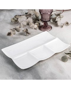 Менажница 4 ячейки Wilmax, 30×20 см, фарфор, белая Wilmax england