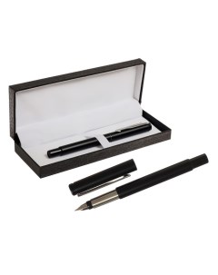 Ручка подарочная перьевая, в кожзам футляре ПБ N, корпус черный с серебром Calligrata