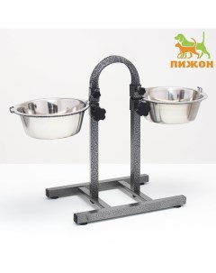 Регулируемая разноуровневая подставка 40 см с 2 мисками по 2,8 л Пижон