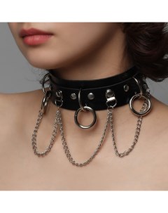 Чокер «Искушение» цепи и кольца, цвет чёрный в серебре, 40 см Qf
