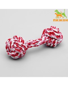 Игрушка тренировочная канатная «Гантель», 180 г, микс цветов Пижон