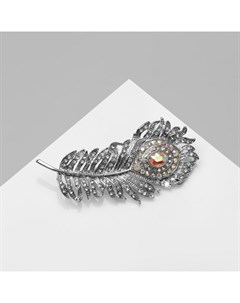 Брошь «Перо павлинье» пушистое, цвет радужный в серебре Qf