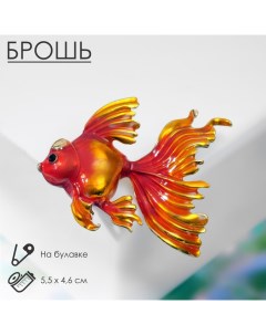 Брошь «Рыбка» петушок, цвет красно-золотой в золоте Qf