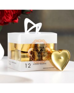 Набор свечей в гильзе «Сердце» 12 шт., металлик, золото Дарим красиво