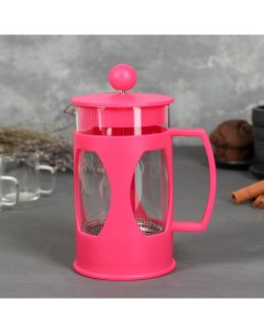 Чайник заварочный френч-пресс «Оливер», 600 мл, стекло, розовый фуксия Доляна