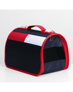 Сумка-переноска для животных, каркасная, 31 х 20,5 х 22 см, синий-красный Пижон