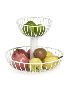 Ваза для фруктов 2-ярусная, металл, размер 29×23.5 см, металл, белая Zeller