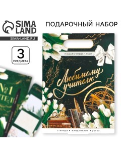 Подарочный набор «Любимому учителю», ежедневник А5, 80 л, стикеры и ручка Artfox