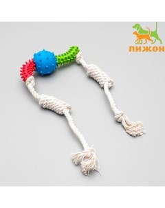 Игрушка канатная с жевательными элементами "Зубочистка", до 60 см, микс цветов Пижон