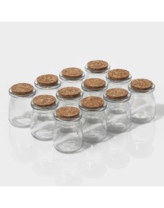 Набор баночек для специй «Парфе», 100 мл, 5.7×7 см, с пробковой крышкой, 12 шт., стекло Доляна