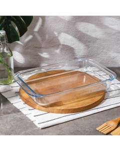 Форма для запекания и выпечки, 3 л, 39×24×6 см, жаропрочное стекло, прозрачная Доляна