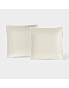 Тарелки Matt black, 15×2 см, набор 2 шт., квадратные, фарфор, белые, чёрные Magistro