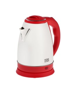 Чайник электрический Homestar HS-1028, металл, 1.8 л, 1500 Вт, серебристо-красный