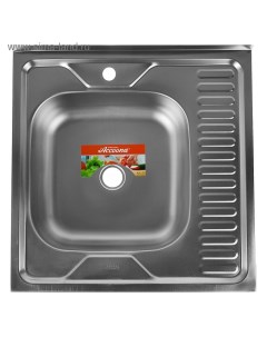 Мойка кухонная Accoona AD6060-4L, накладная, левая, толщина 0.4 мм, 600х600х140 мм, матовая