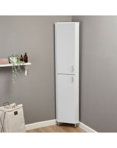 Шкаф – пенал угловой для ванной комнаты, 315×315×1800 мм, цвет белый Logro