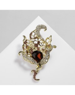 Брошь «Цветок» таяние, цвет бело-бордовый в золоте Qf