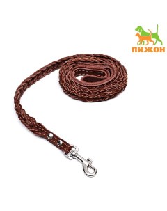 Поводок кожаный плетеный «Коса», 1.25 м × 1.1 см, коричневый Пижон