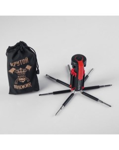 Фонарь многофункциональный, мультитул 8 в 1 «Крутому мужику», 12×4 см, 3 ААА Мастер к