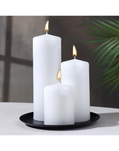 Набор свечей-цилиндров на подставке «Интерьерный», 3 шт., белый Омский свечной завод