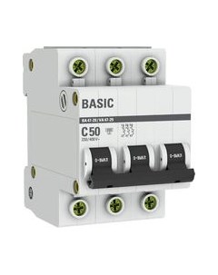 Выключатель автоматический EKF ВА 47-29 3P 50А (С) 4.5кА / mcb4729-3-50C Ekf