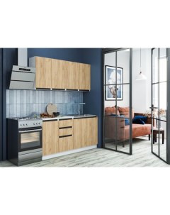 Кухонный гарнитур прямой «. Стиль», с столешницей, 1600 мм, цвет дуб крафт золотой/белый/чёрный Клик мебель