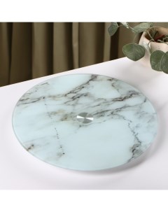 Подставка стеклянная для торта вращающаяся «Марбл», d=32 см, цвет белый Доляна