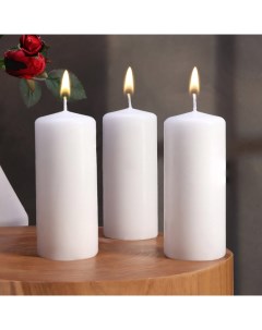 Свеча цилиндр, 5х11,5 см, набор 3 шт, белая Омский свечной завод