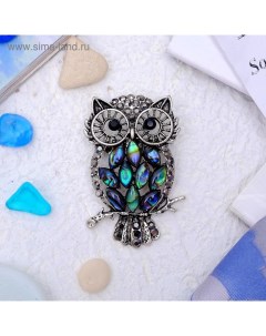 Брошь-кулон «Галиотис» филин ночной, цвет зелёный в чернёном серебре Qf