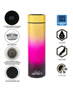 Термос Basic, 400 мл, сохраняет тепло до 8 ч, термометр, нержавеющая сталь, микс Мастер к