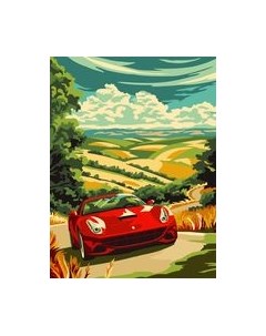 Картина по номерам Три совы Спорткар в Тоскане / КК_53826