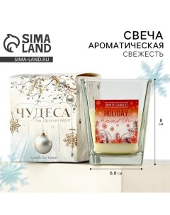 Ароматическаяв свеча новогодняя в стакане «Домашний очаг», свежесть, 6.8×8 см Сима-ленд