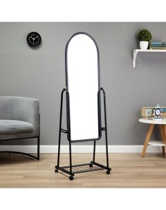 Зеркало напольное Basic, на колёсиках, 44×160 см, черное Клик мебель