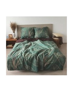 Комплект постельного белья Сатин Евро 50х70 / D972/19-1314 Блакiт