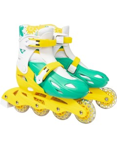 Роликовые коньки Kudo PW-128 XS (р-р 27-30, бирюзовый/желтый) Ricos