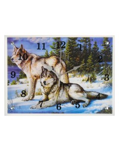 Часы-картина настенные, интерьерные «Волки в Зимнем Лесу», бесшумные, 30×40 см Сюжет