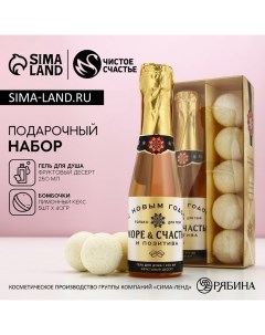 Подарочный набор косметики новогодний «Море позитива», гель для душа шампанское 250 мл, бомбочки для ванны 5×40 г Чистое счастье