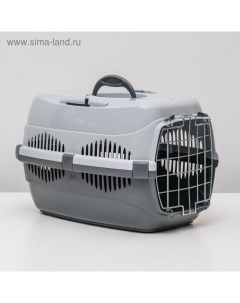Переноска для животных до 9 кг «», металлическая дверь, 43×29×27.5 см, серая Пижон