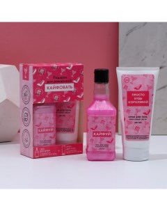 Подарочный набор косметики «Для рожденной кайфовать», гель для душа виски 250 мл и крем для тела 200 мл Чистое счастье