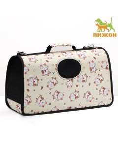 Сумка-переноска каркасная «Котики», размер L, 53×21×29 см, бежевая Пижон