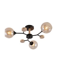 Потолочный светильник Mirastyle MH-1501/3 BK+WOOD