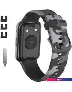 Ремешок силиконовый для Huawei Watch FIT, Watch FIT Elegant (черный камуфляж) Rumi