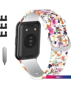 Ремешок силиконовый для Huawei Watch FIT, Watch FIT Elegant (цветы) Rumi