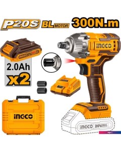 Гайковерт CIWLI2038 (с 2-мя АКБ, кейс) Ingco