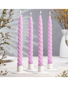 Набор свечей витых, 2.3×24.5 см, 5 ч, 50 г, 4 шт., сиреневый Омский свечной завод